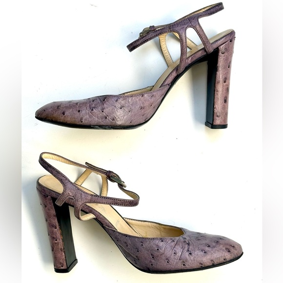 Prada Ostrich Ankle Strap Pumps, size 7 - Picture 5 of 16
